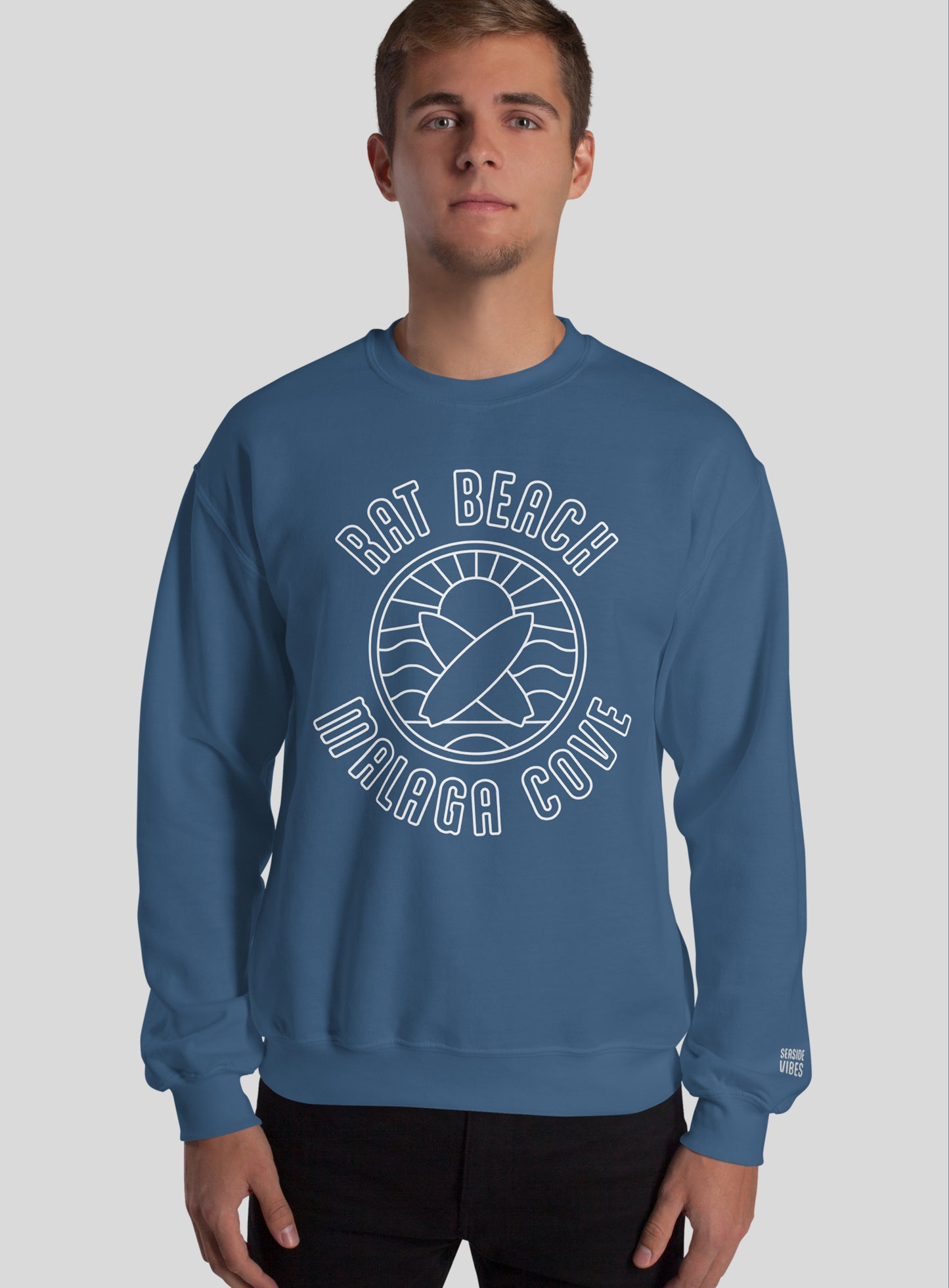 Unisex: Palos Verdes Rat Beach Crew Neck Sweatshirt - Indigo Blue