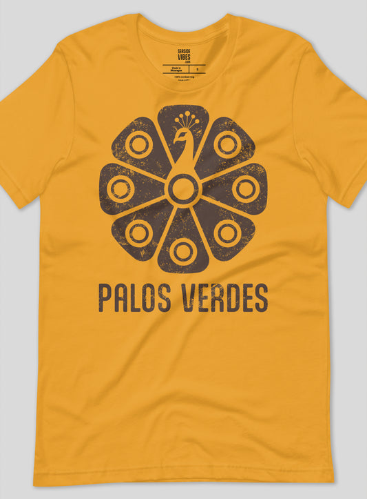 Unisex: Palos Verdes Tribal Peacock Tee - Mustard