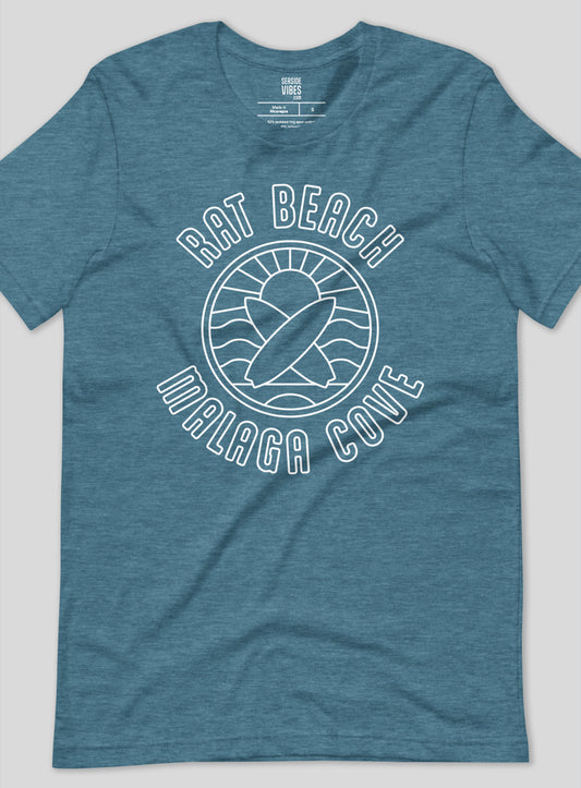 Unisex: Rat Beach Sunset Tee - Heather Deep Teal