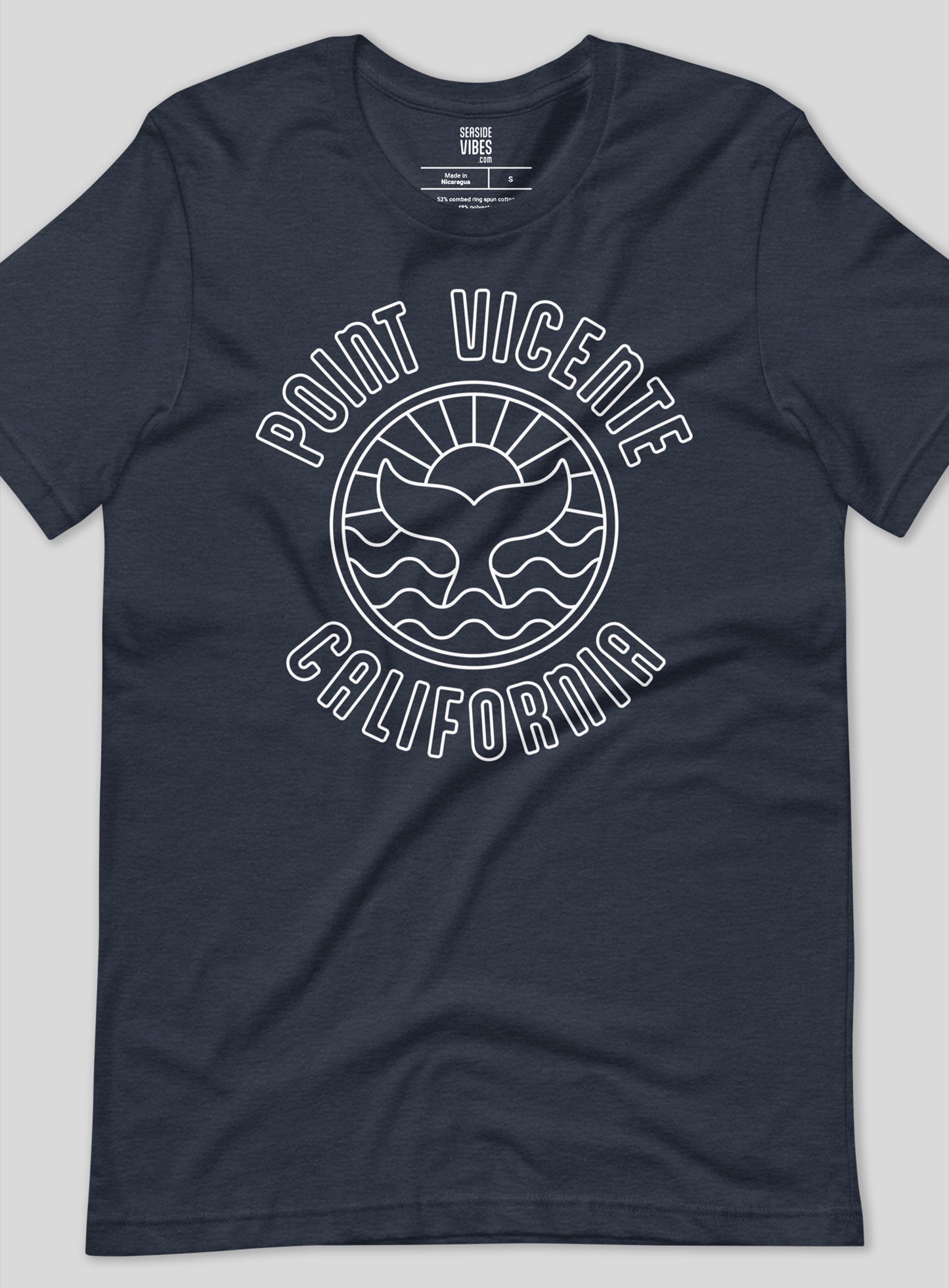 Unisex: Point Vicente Whale Tee - Heather Navy