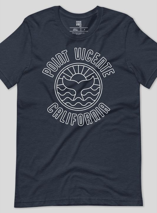 Unisex: Point Vicente Whale Tee - Heather Navy