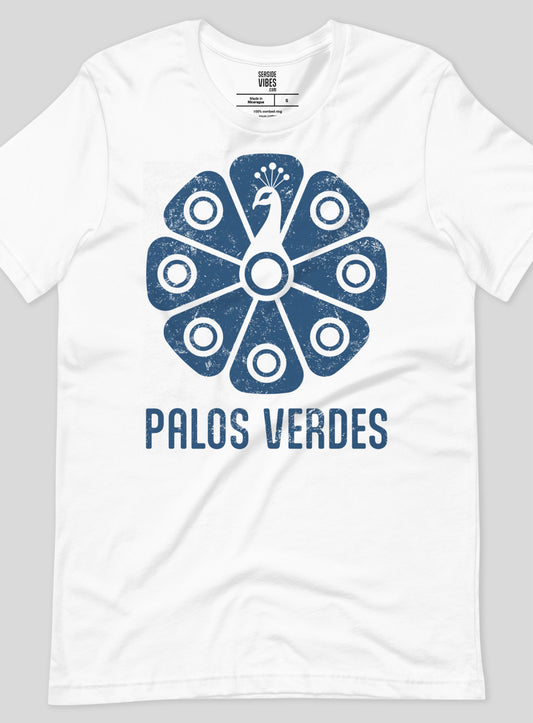 Unisex: Palos Verdes Tribal Peacock Tee - White