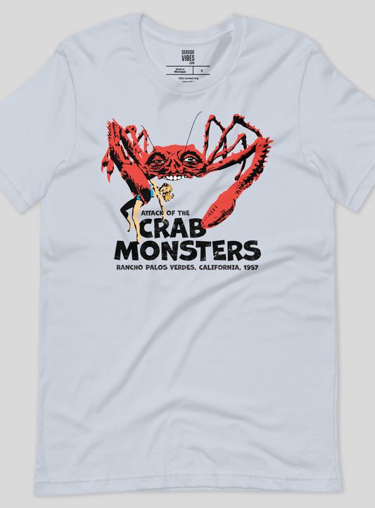 Unisex: Attack of the Crab Monsters Tee - Light Blue