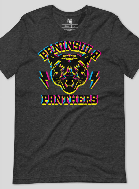 Unisex: Peninsula “Neon" Panthers Tee - Dark Grey Heather