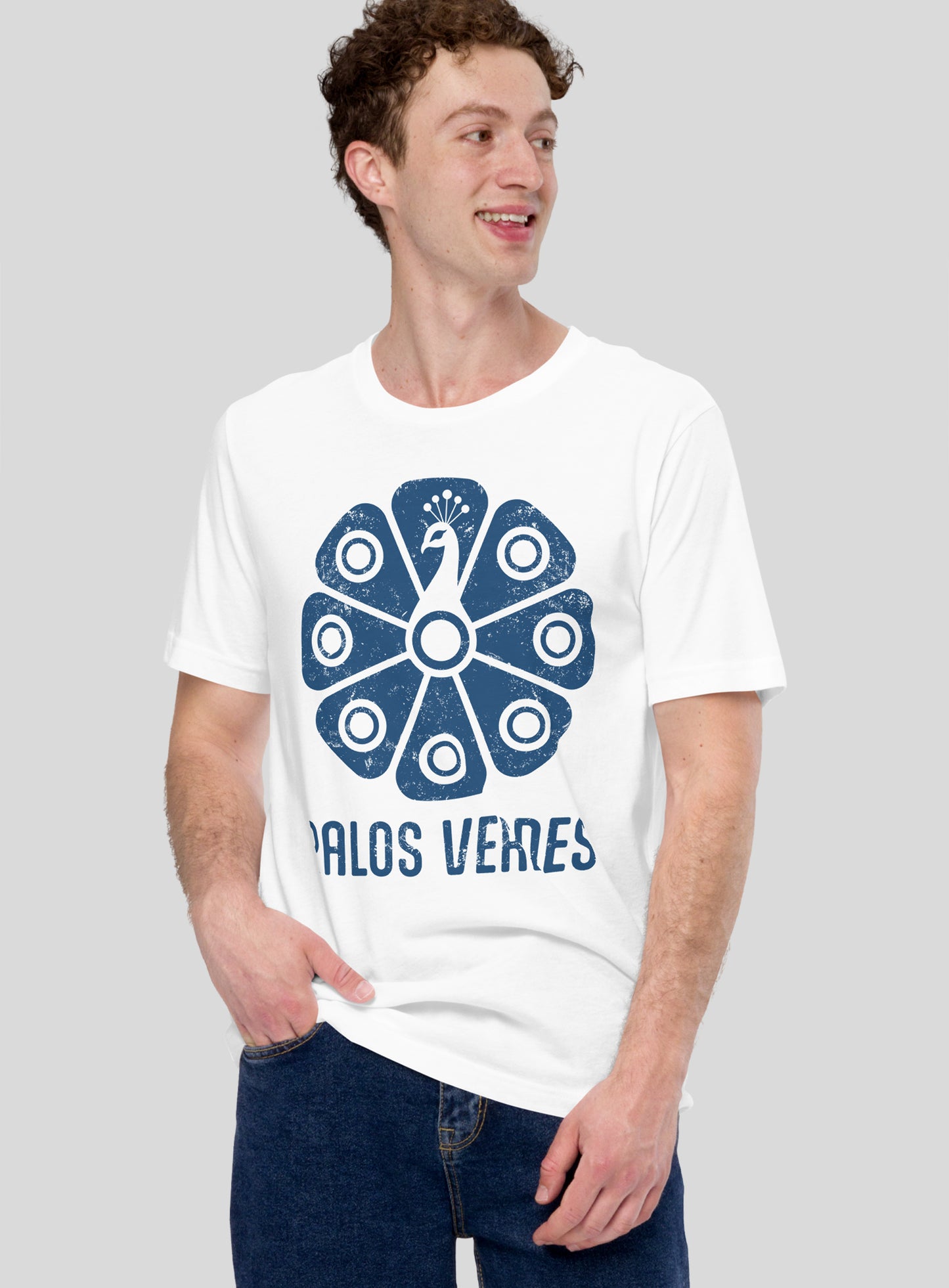 Unisex: Palos Verdes Tribal Peacock Tee - White