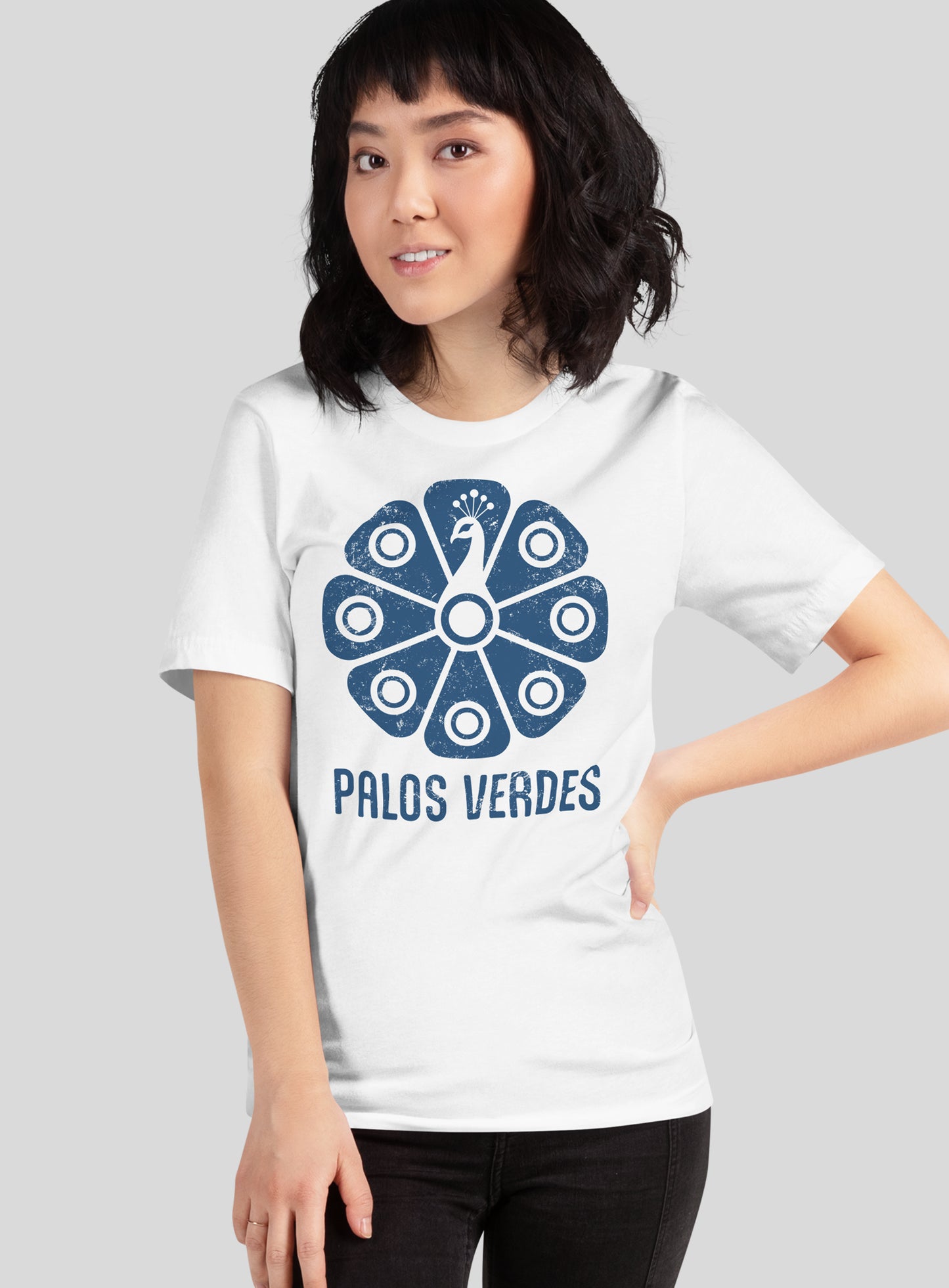 Unisex: Palos Verdes Tribal Peacock Tee - White