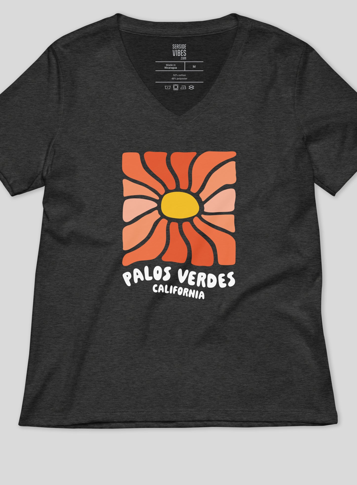 V-Neck: Palos Verdes Wavy Sun Tee - Dark Grey Heather