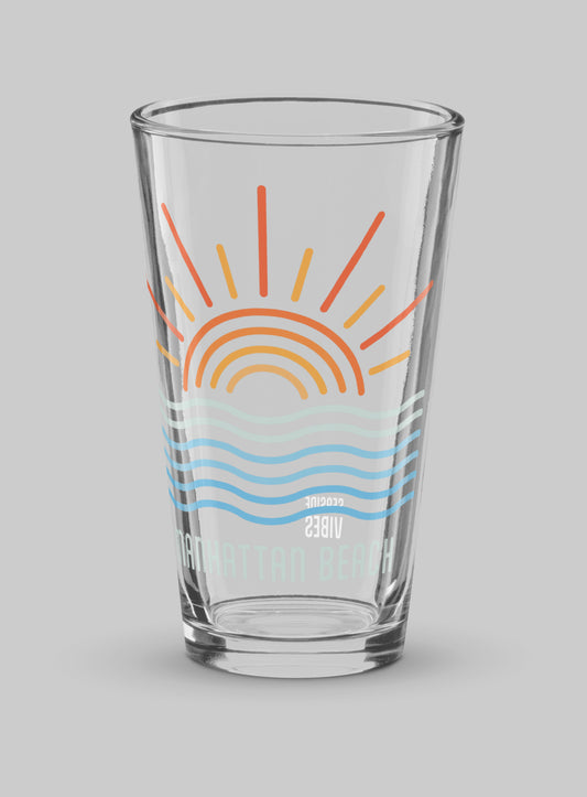 Collectible Manhattan Beach Waves Pint Glass - 16 oz