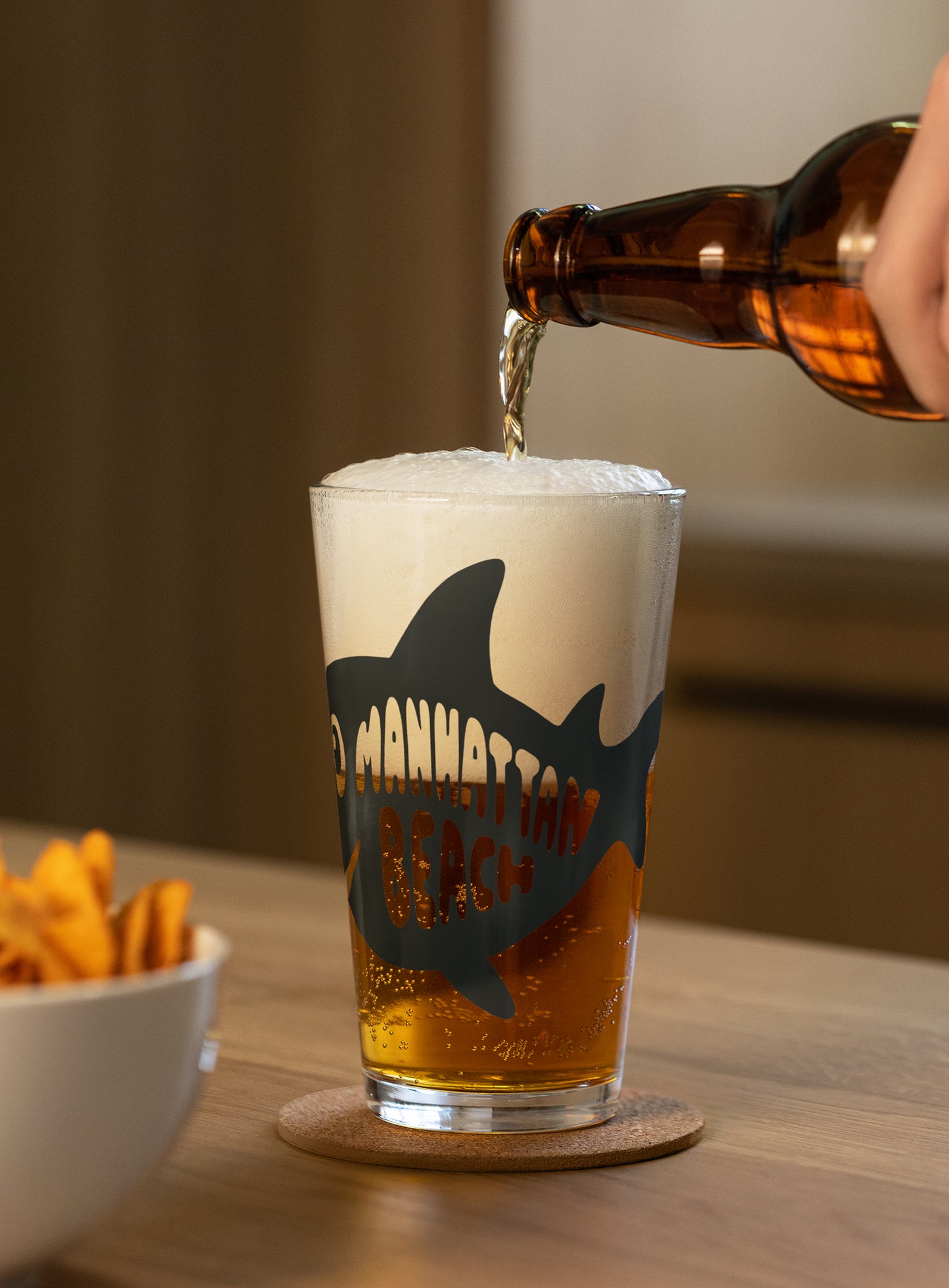 Collectible Manhattan Beach Shark Pint Glass - 16 oz