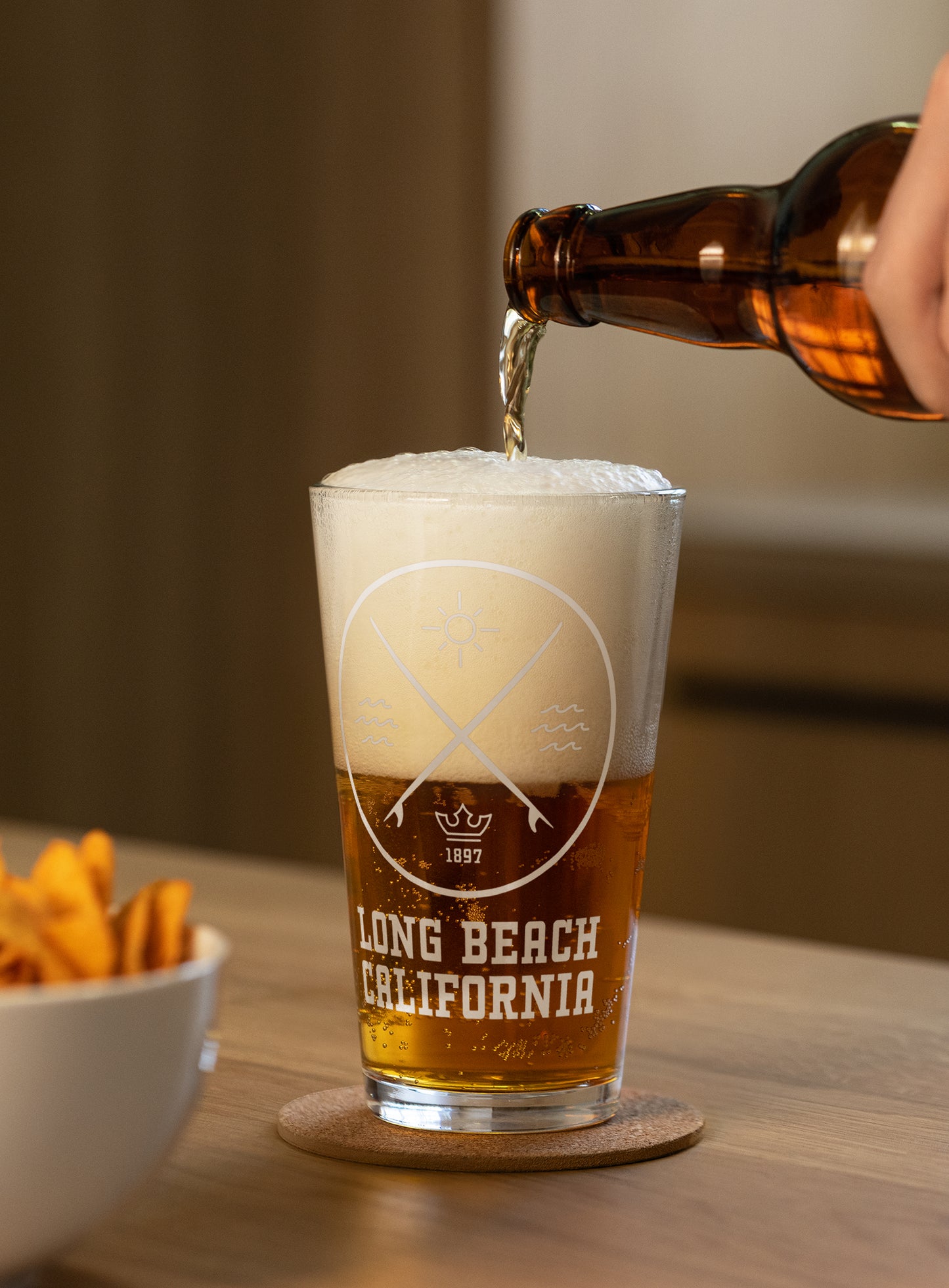 Collectible Long Beach Surf Pint Glass - 16 oz