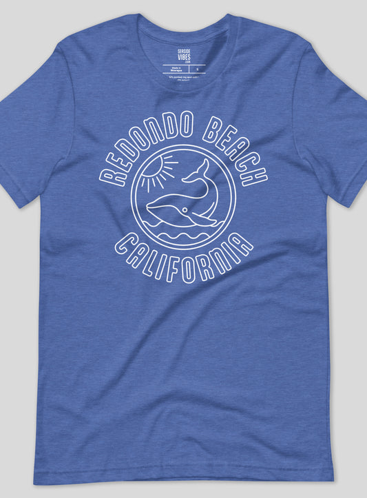 Unisex: Redondo Beach Whale Tee - Heather True Royal