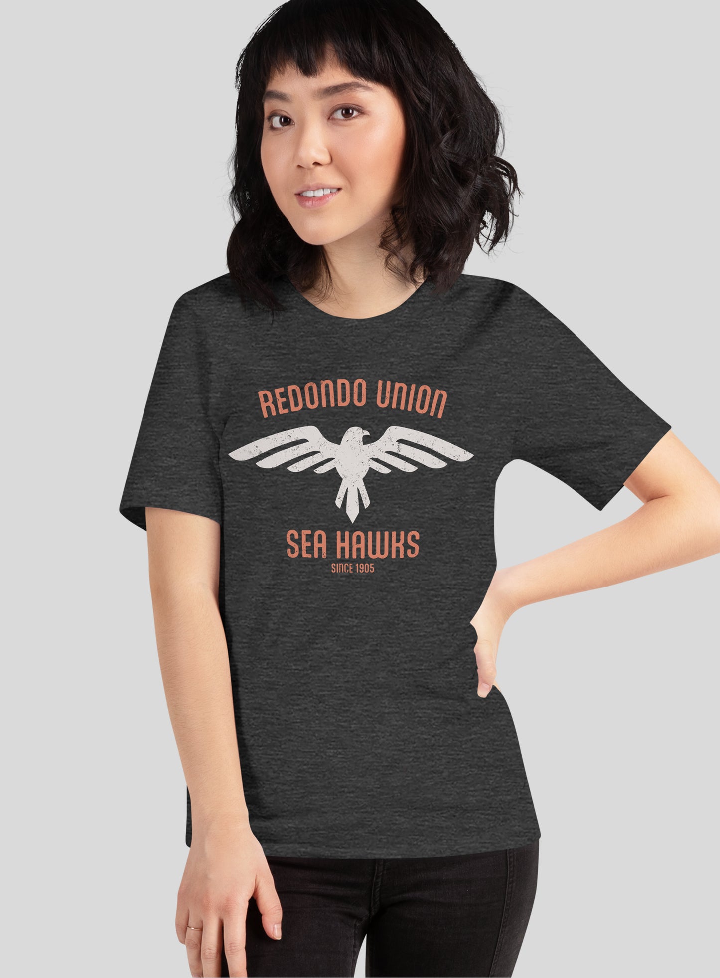 Unisex: Redondo Union Sea Hawks Tee - Dark Grey Heather