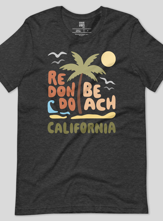 Unisex: Redondo Beach Palm Tee - Dark Grey Heather