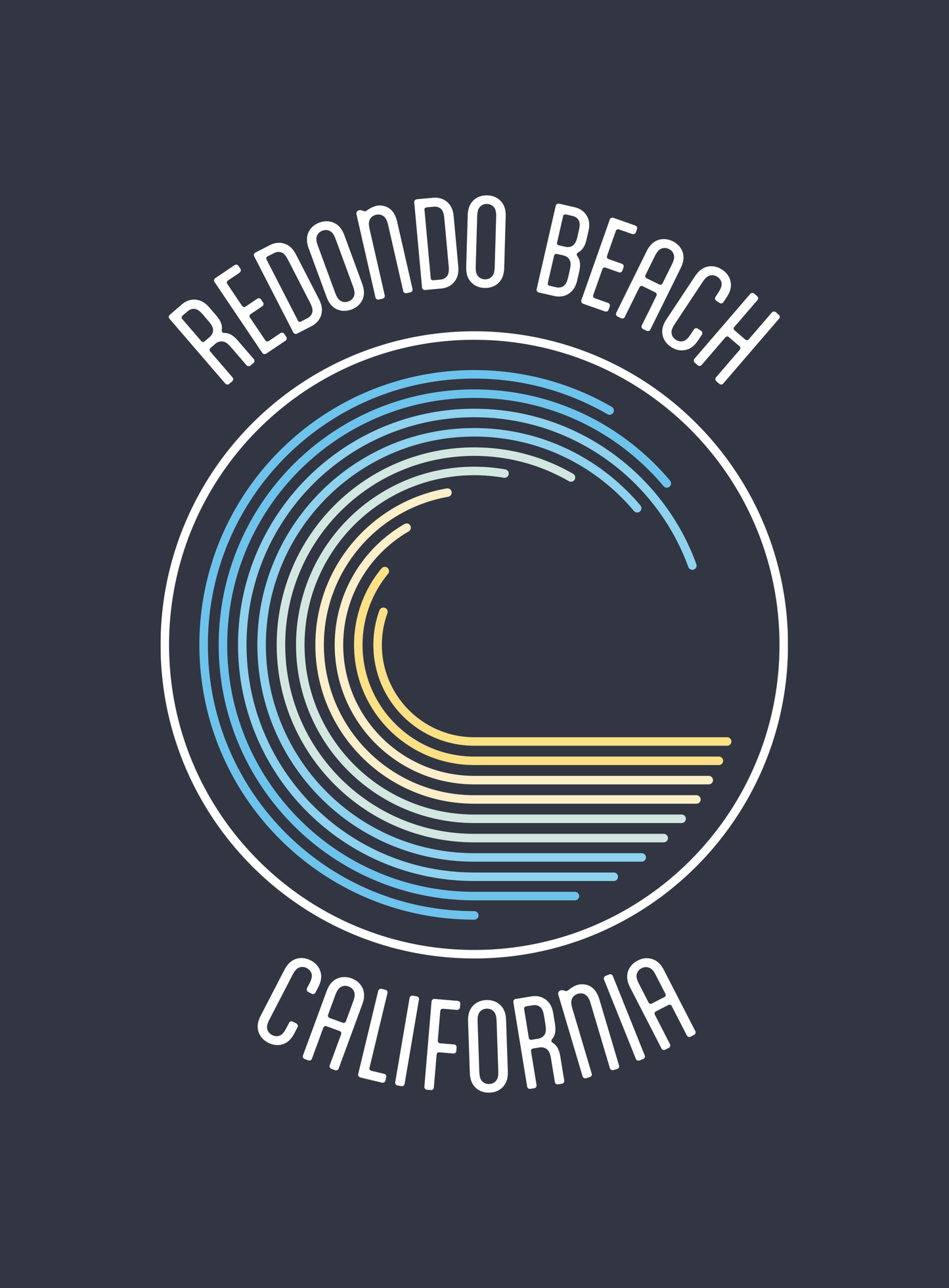 Unisex: Redondo Beach Sunset Curl Tee - Heather Navy