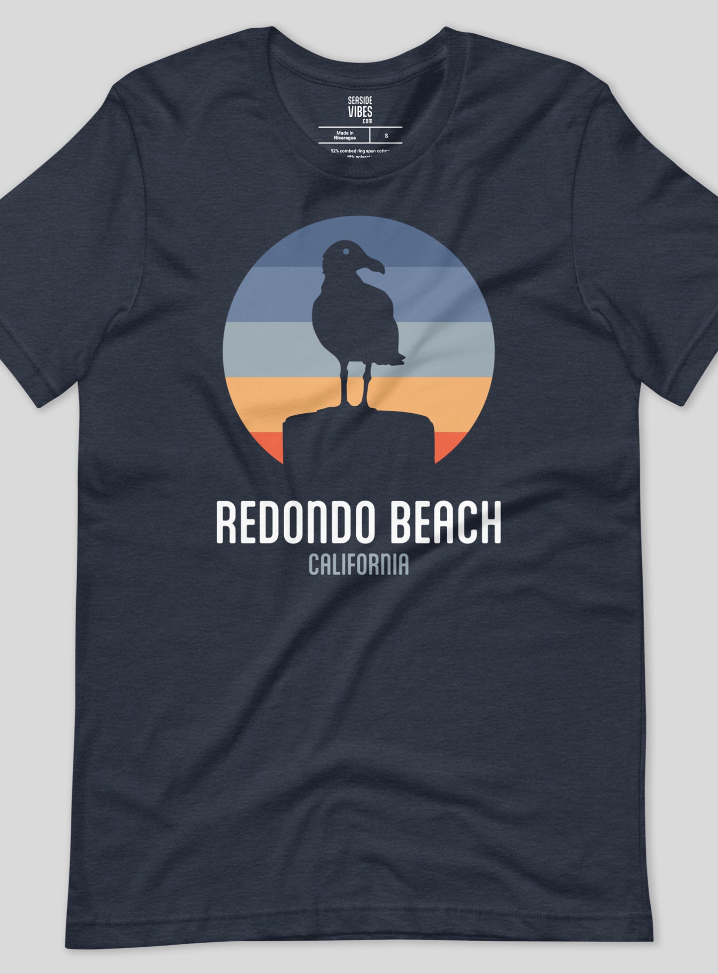 Unisex: Redondo Beach Seagull Tee - Heather Navy