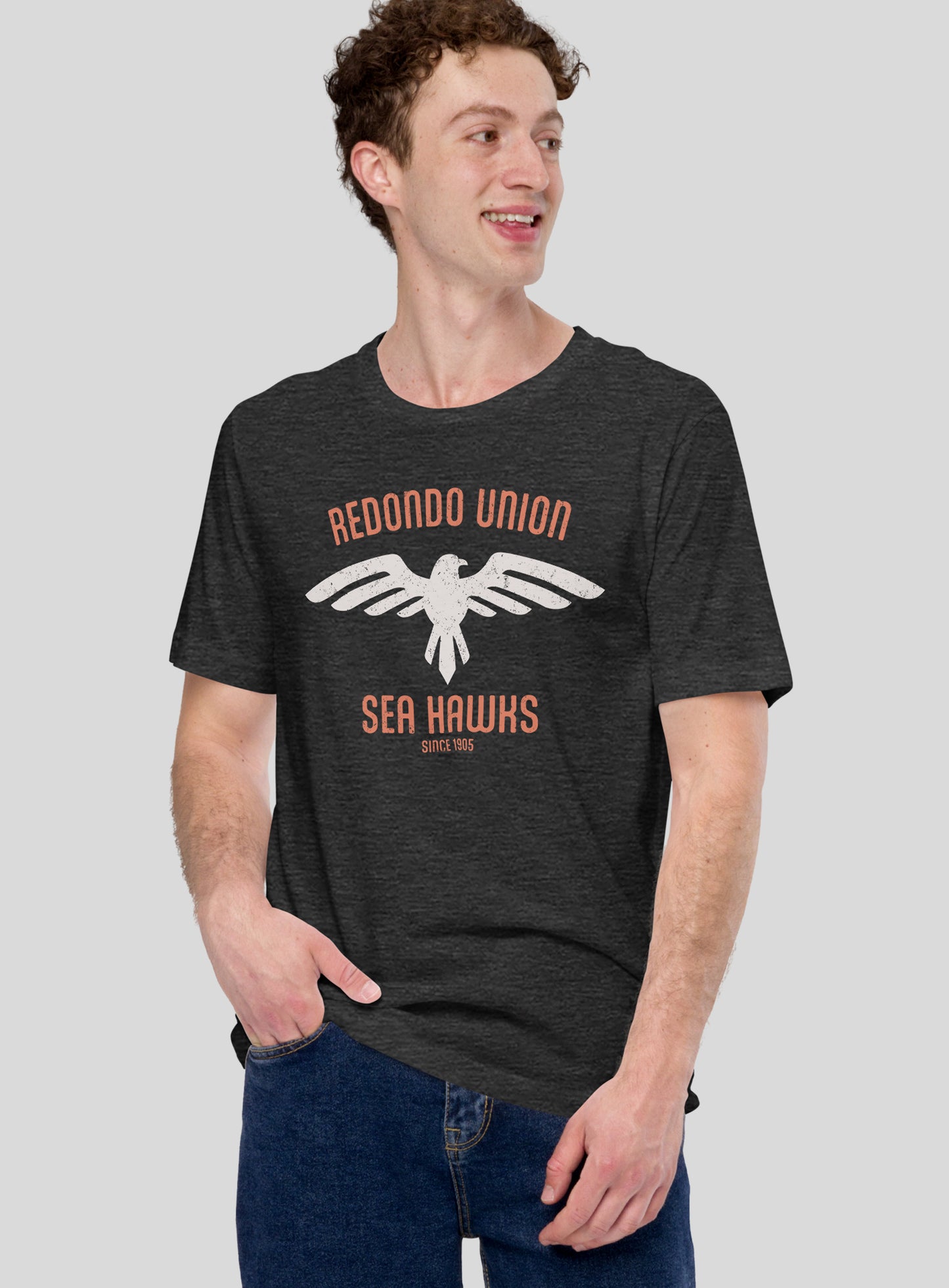 Unisex: Redondo Union Sea Hawks Tee - Dark Grey Heather