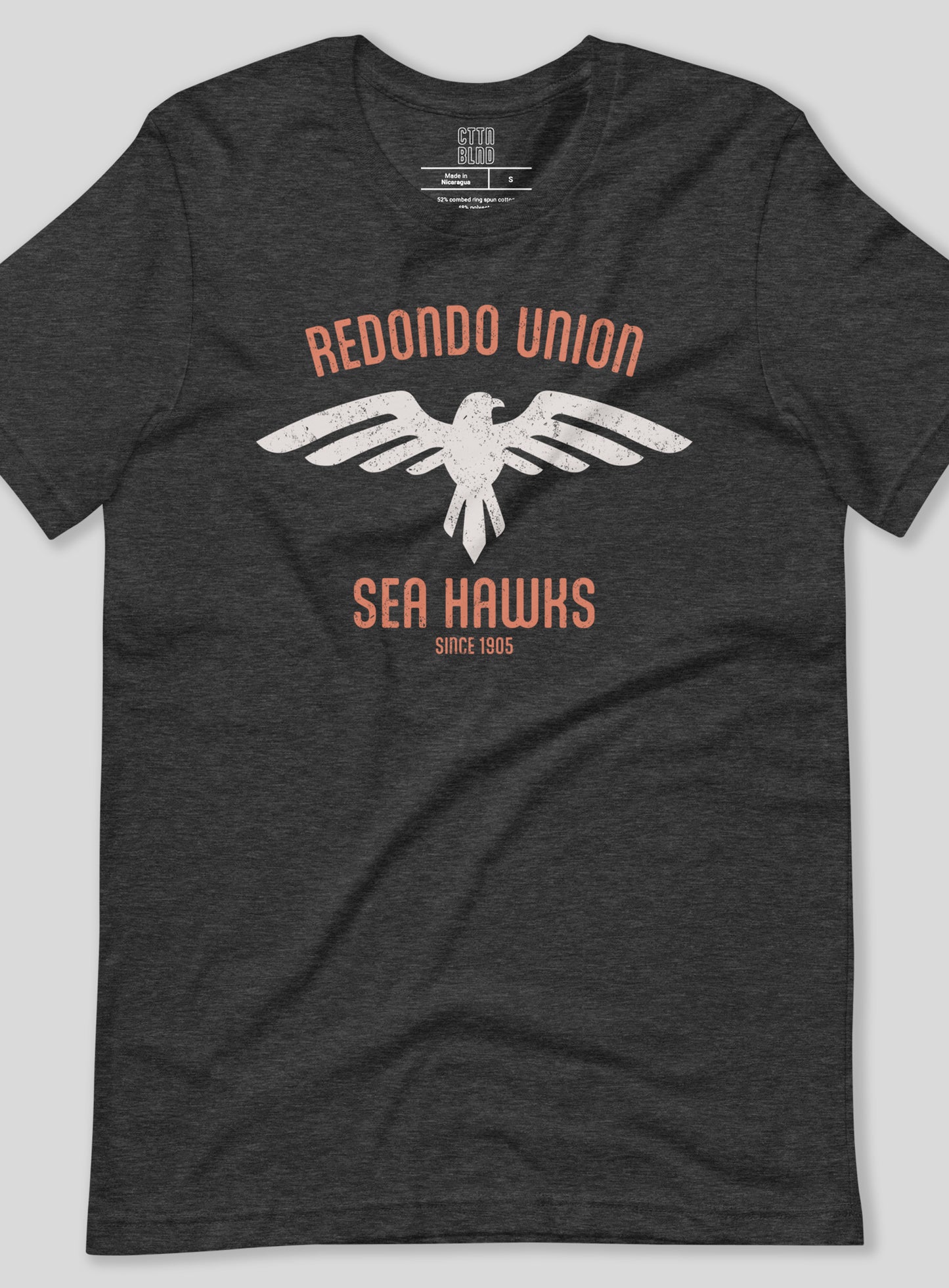 Unisex: Redondo Union Sea Hawks Tee - Dark Grey Heather