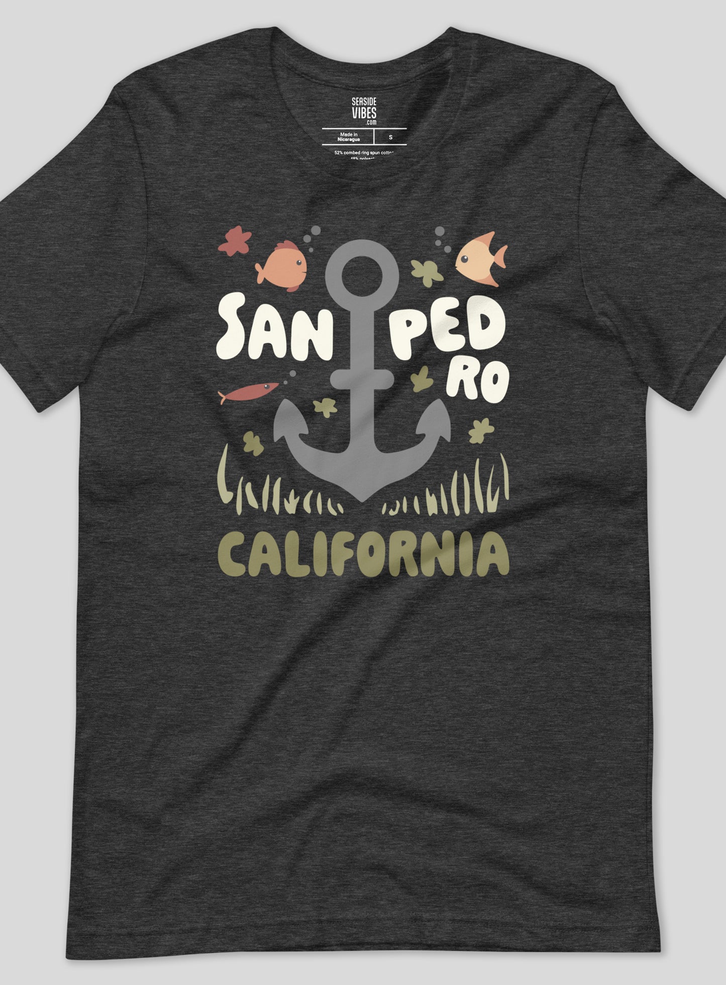 Unisex: San Pedro Anchor Tee - Dark Grey Heather