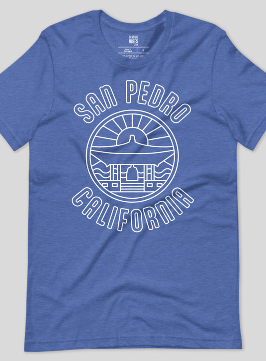 Unisex: San Pedro - Korean Bell of Friendship Tee - Heather True Royal