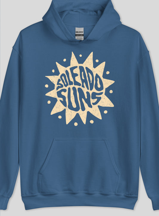 Unisex: Soleado Groovy Suns Pullover Hoodie - Indigo Blue