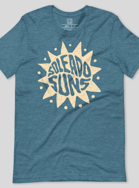 Unisex: Soleado Groovy Suns Tee - Heather Deep Teal