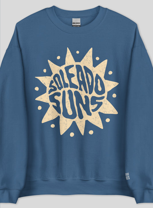 Unisex: Soleado Groovy Suns Crew Neck Sweatshirt - Indigo Blue