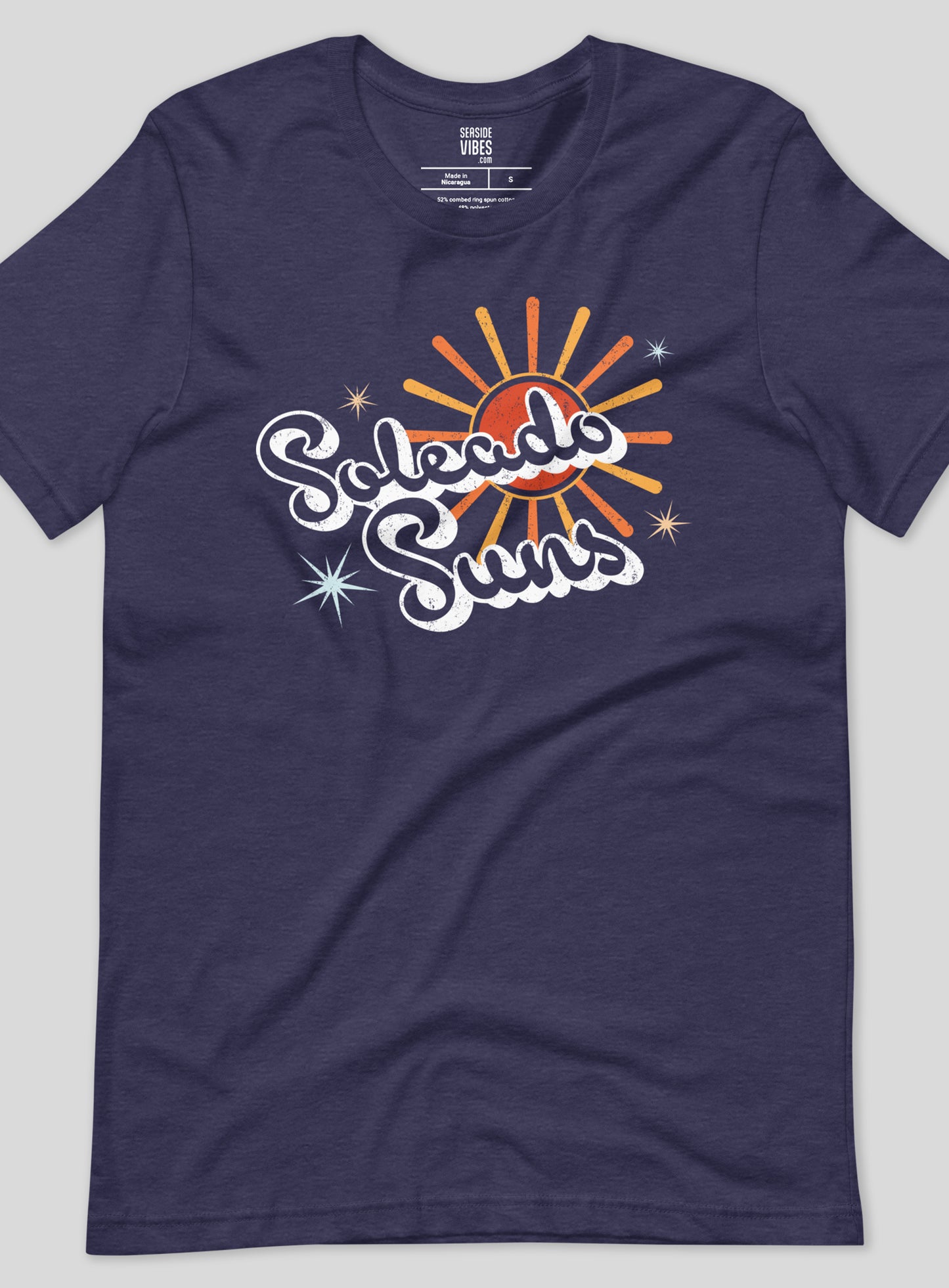 Unisex: Soleado 70s Vibes Tee - Heather Midnight Navy