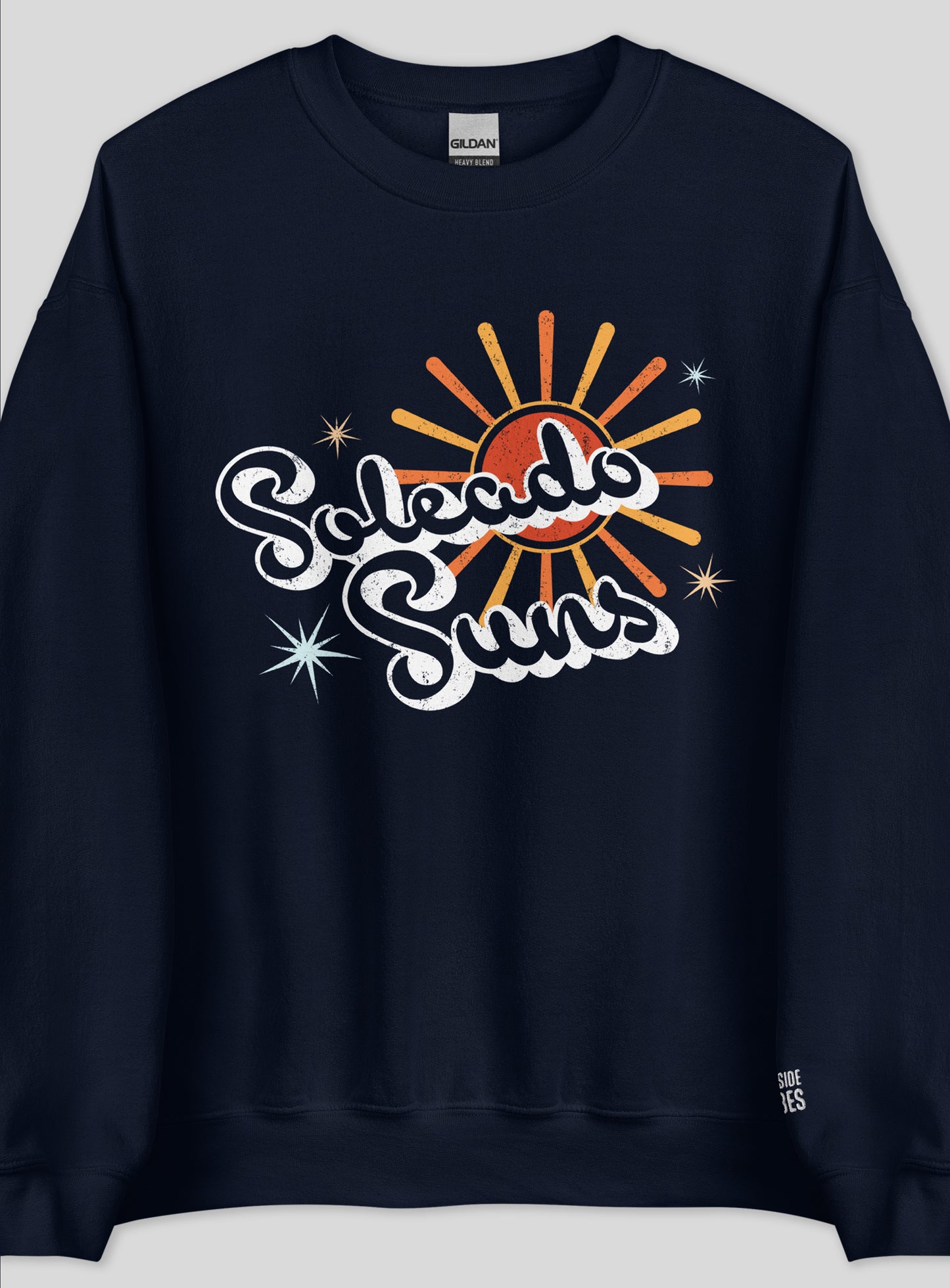 Unisex: Soleado 70s Vibes Crew Neck Sweatshirt - Navy