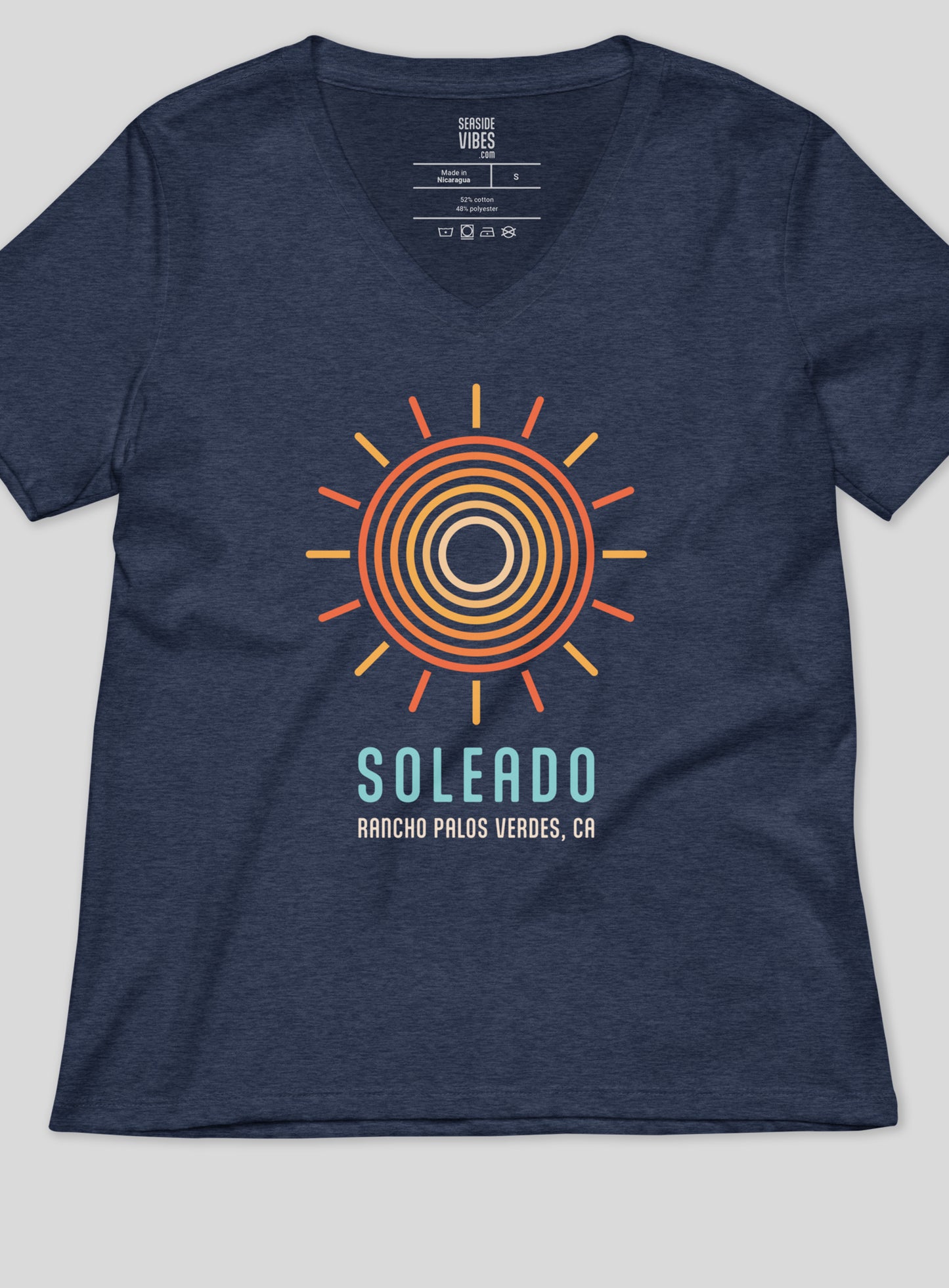 V-Neck: Soleado Swirl Tee - Heather Navy