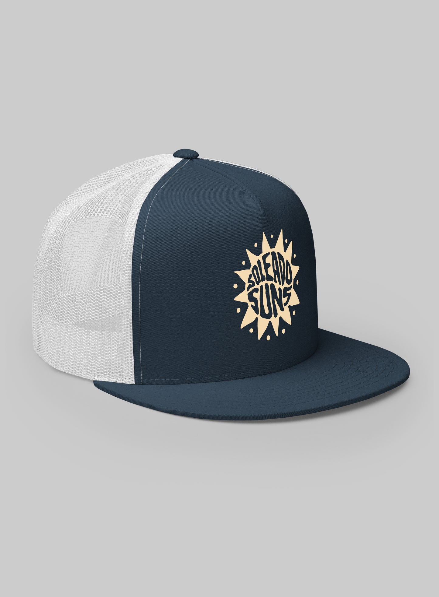 Soleado Suns Groovy Trucker Hat (Flat Brim) - Navy/White