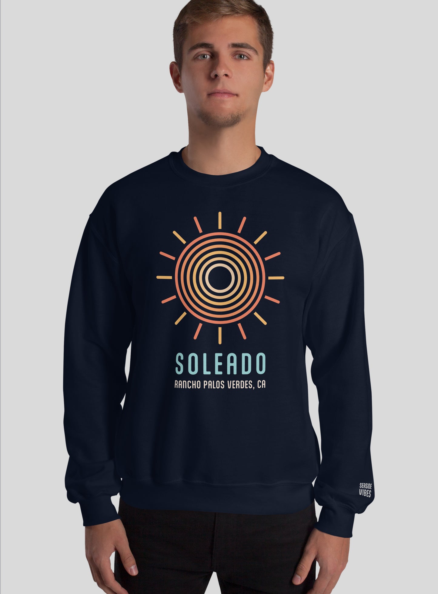 Unisex: Soleado Swirl Crew Neck Sweatshirt - Navy