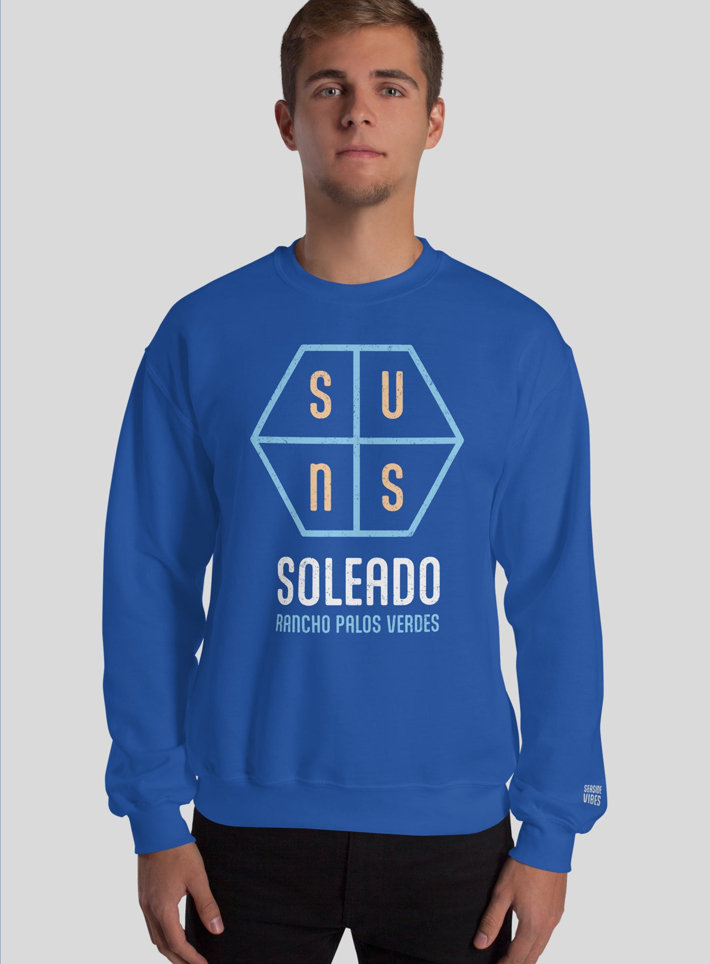 Unisex: Soleado Hexagon Crew Neck Sweatshirt - Royal