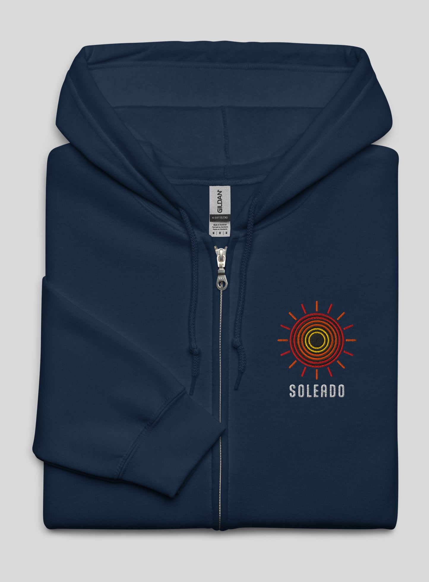 Unisex: Soleado Swirl Zip Hoodie (Embroidered) - Navy