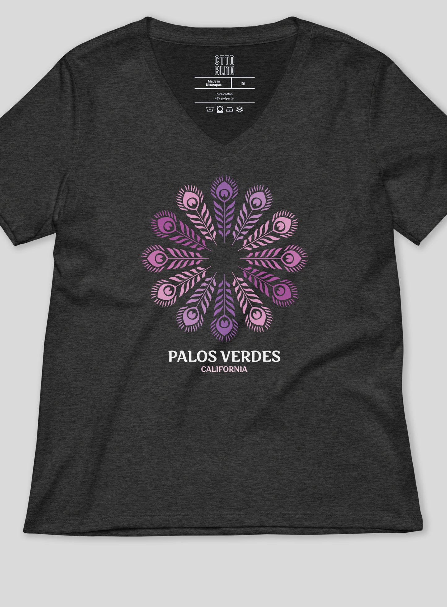 V-Neck: Palos Verdes Feathers - Dark Grey Heather