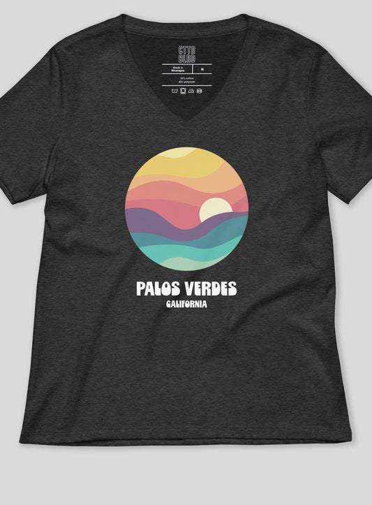 V-Neck: Palos Verdes Waves - Dark Grey Heather