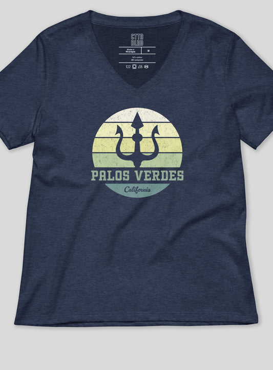 V-Neck: Palos Verdes Trident - Heather Navy