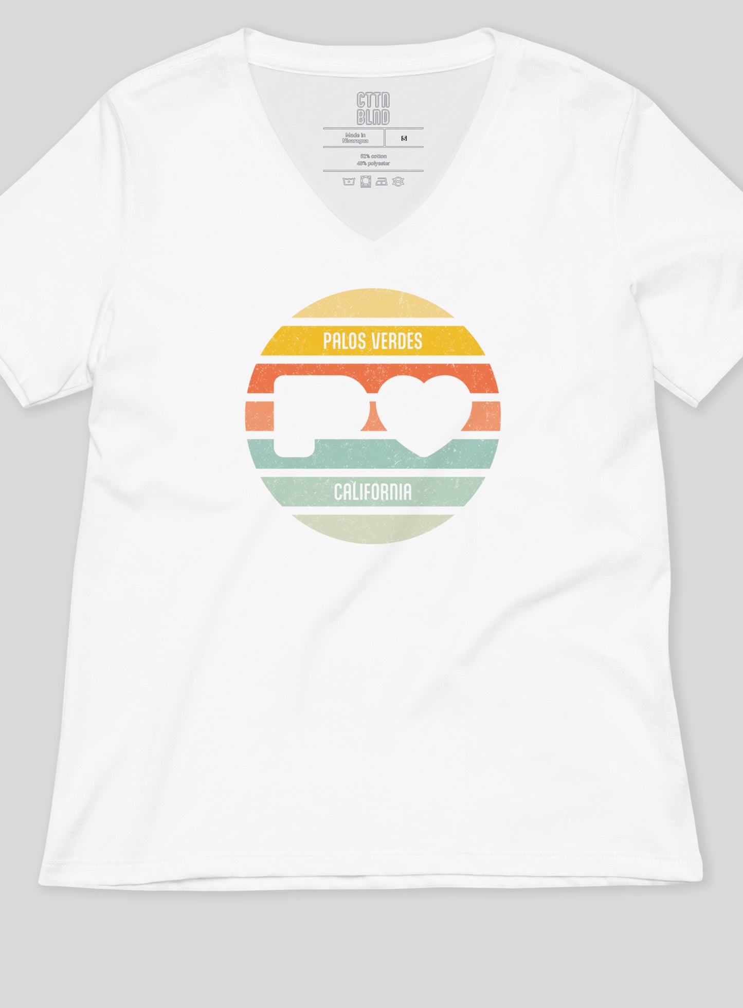 V-Neck: Palos Verdes Sunset - White