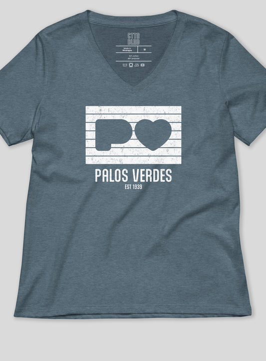 V-Neck: Palos Verdes Logo Tee - Heather Slate