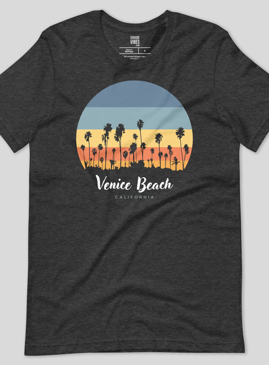 Unisex: Venice Beach Sunset Tee - Dark Grey Heather