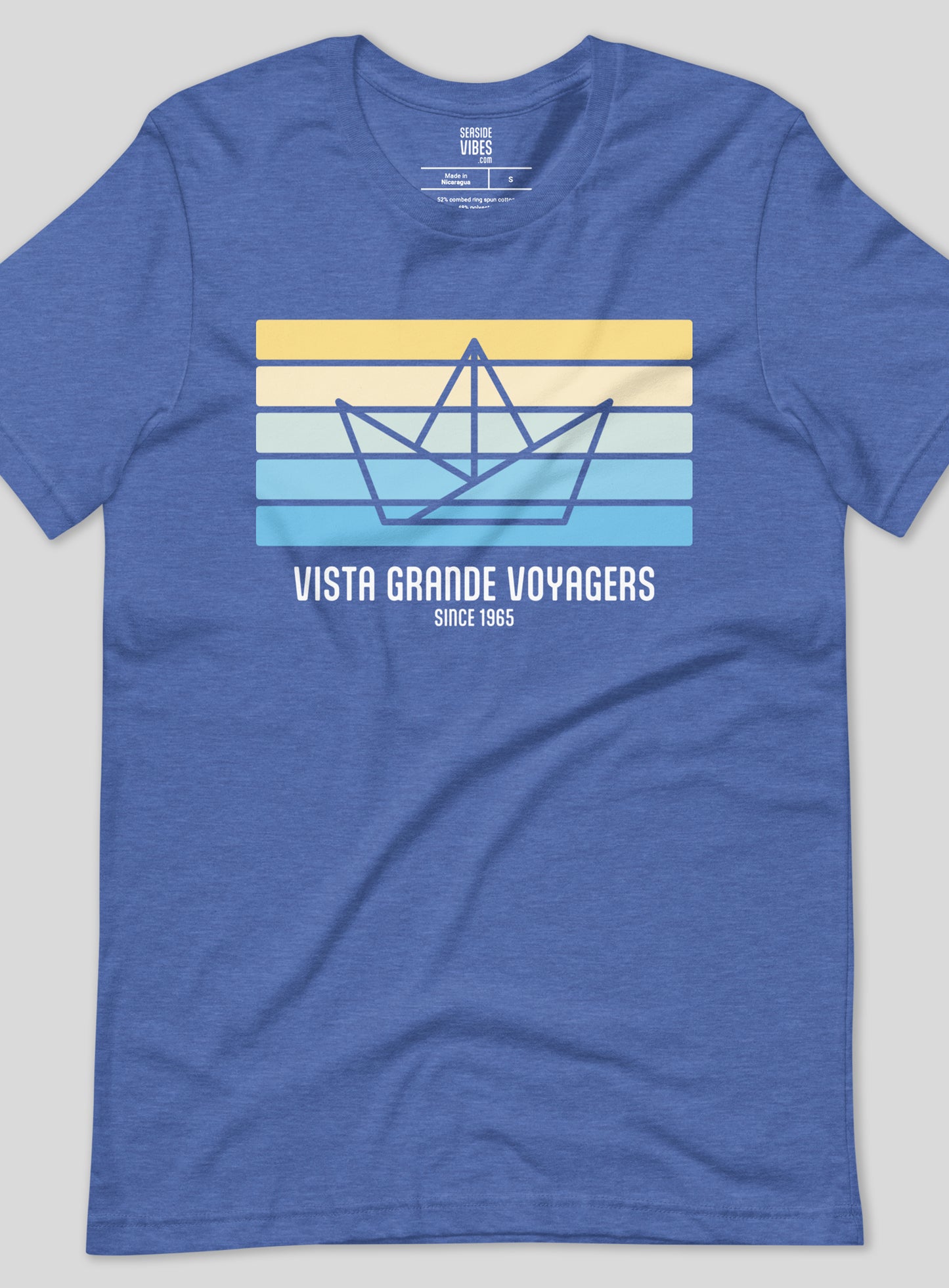 Unisex: VG Origami Boat Tee - Heather True Royal