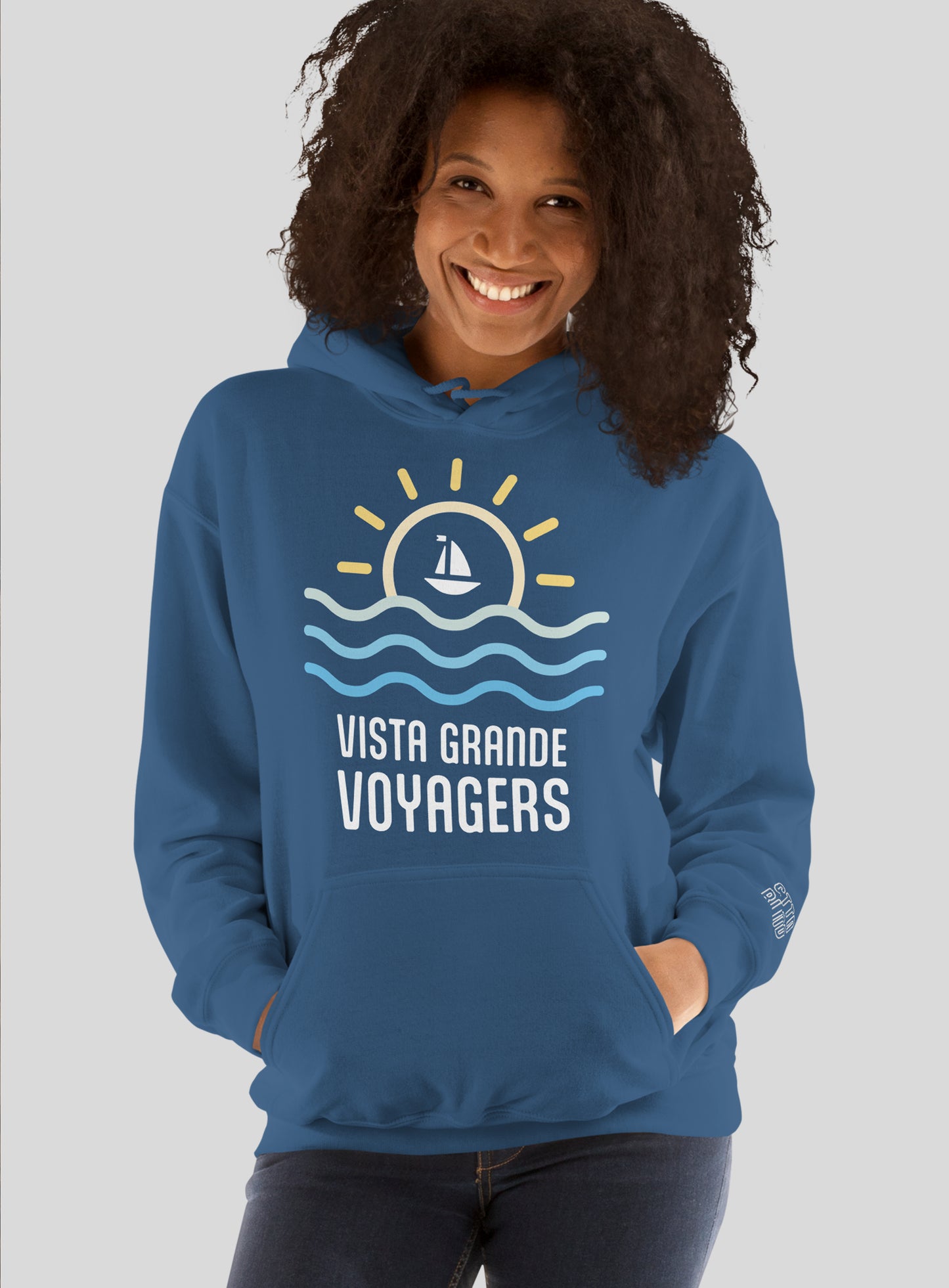 Unisex: Voyagers Sun Pullover Hoodie - Indigo Blue