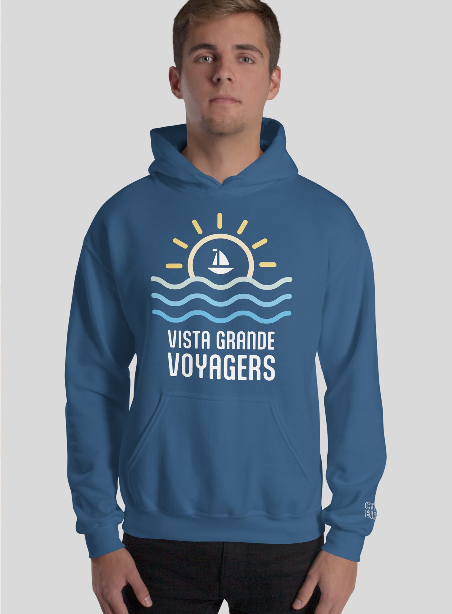 Unisex: Voyagers Sun Pullover Hoodie - Indigo Blue