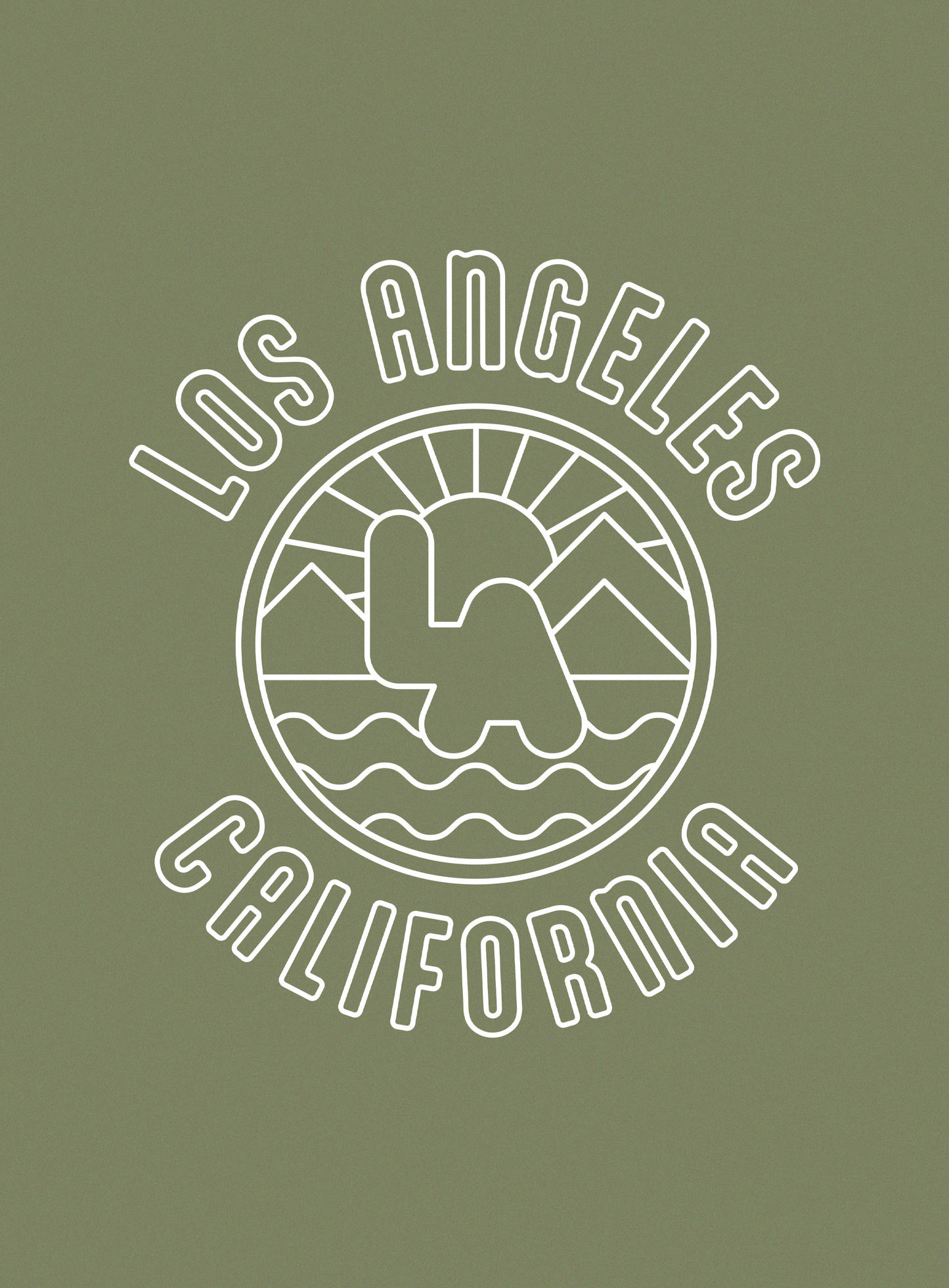 Unisex: Los Angeles Sunrise Pullover Hoodie - Olive