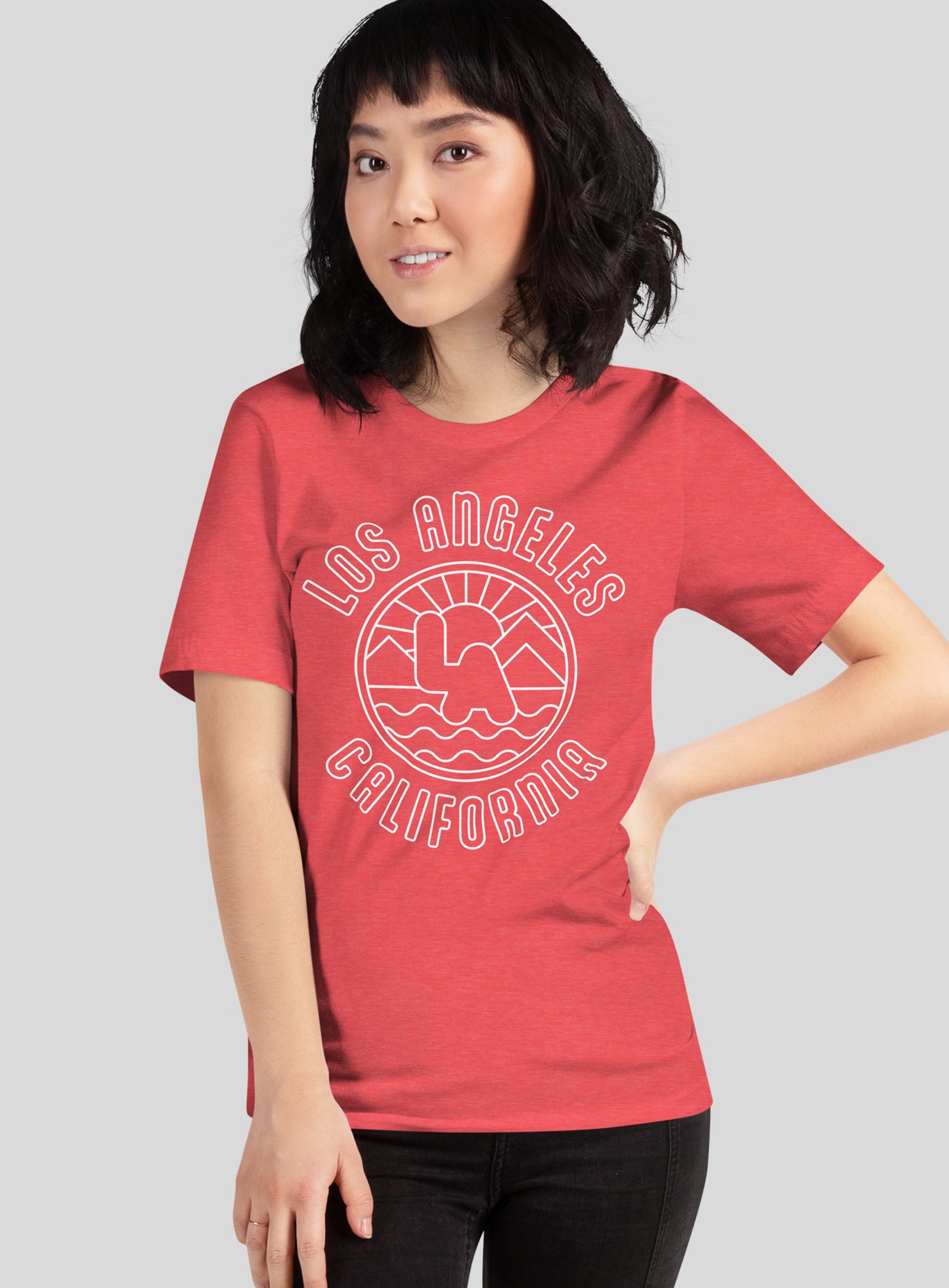 Unisex: Los Angeles Sunrise Tee - Heather Red